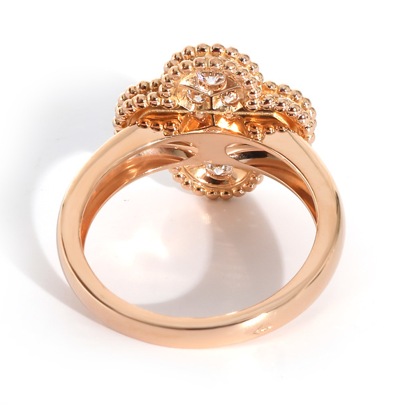 Van Cleef & Arpels Alhambra Diamond Ring in 18k Rose Gold 0.48 CTW - Picture 2 of 5
